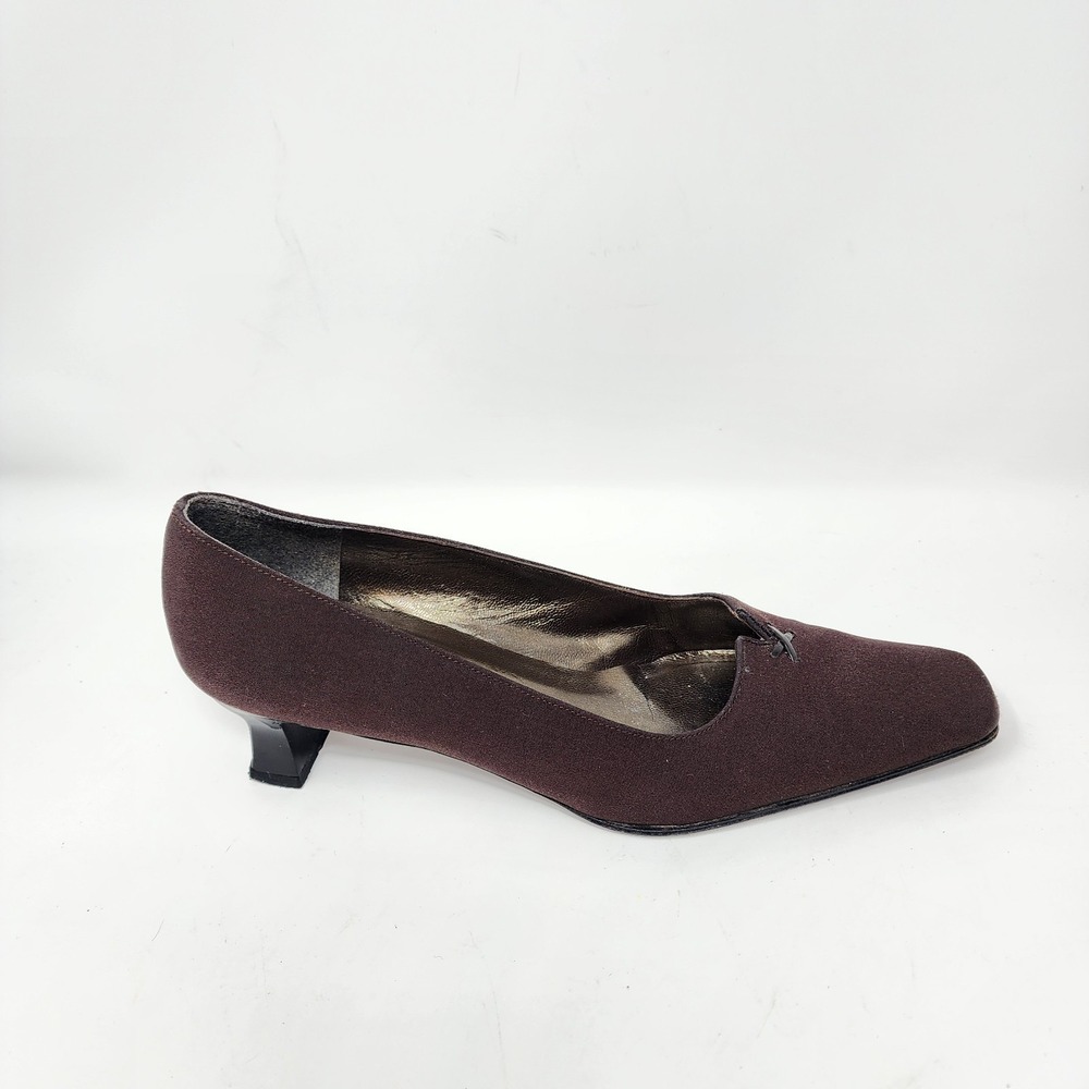 Stuart Weitzman Fabric Low Heel Pump  Women's 7 N Brown Spain